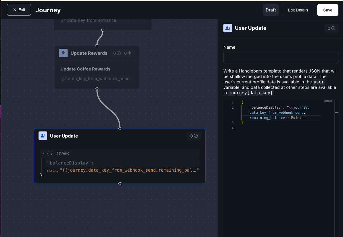 Journey Data Key User Update Example